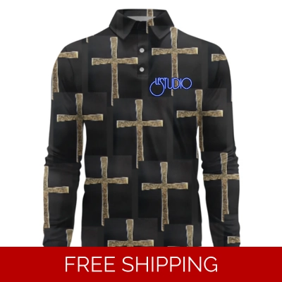 Le Studio Sabbath Cross Custom 3D Long-Sleeved Polo Shirt
